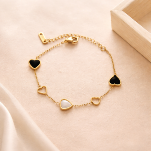 European and American Stainless Steel Heart Love Charm Bracelet For Women