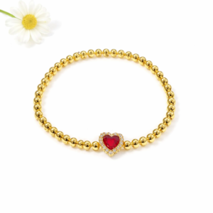 Copper Beads Heart Shape Full Diamond Bracelet For Women