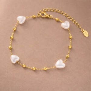 Korean White Pearl Heart Chain Bracelets For Women