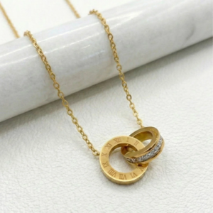 Double Circle Roman Numeral Dainty Necklace