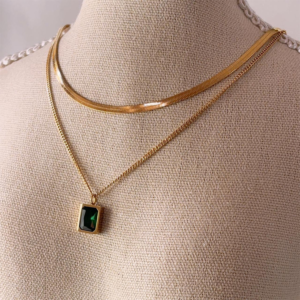 Emerald Herringbone Necklace