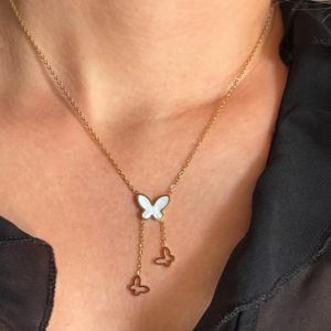 Opal Adjustable Butterfly Long Tassel Necklace