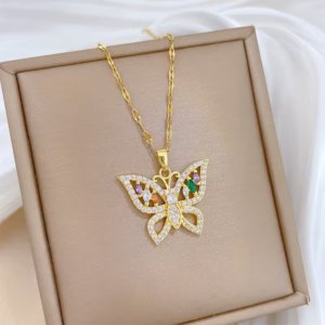 Colorful Butterfly Pendant Necklace
