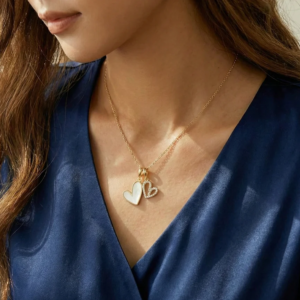 Love Bond Double Heart Golden Necklace
